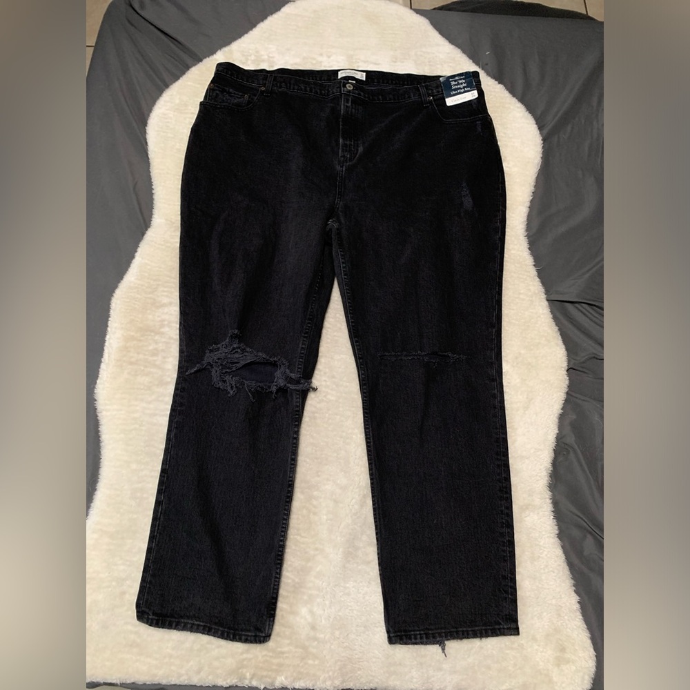 Abercrombie & Fitch 90s Straight Leg Jeans Womens Black Ultra High Rise Sz 24